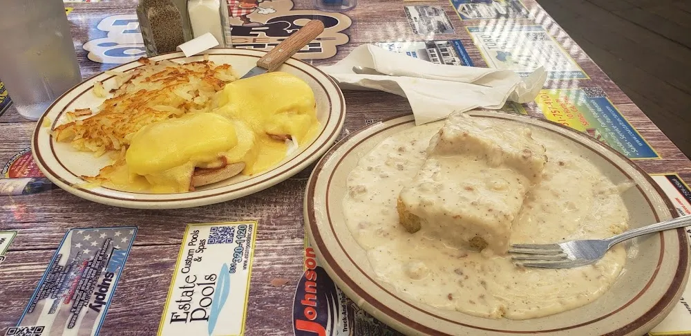 Eggs Benedict and Biscuits and Gravy